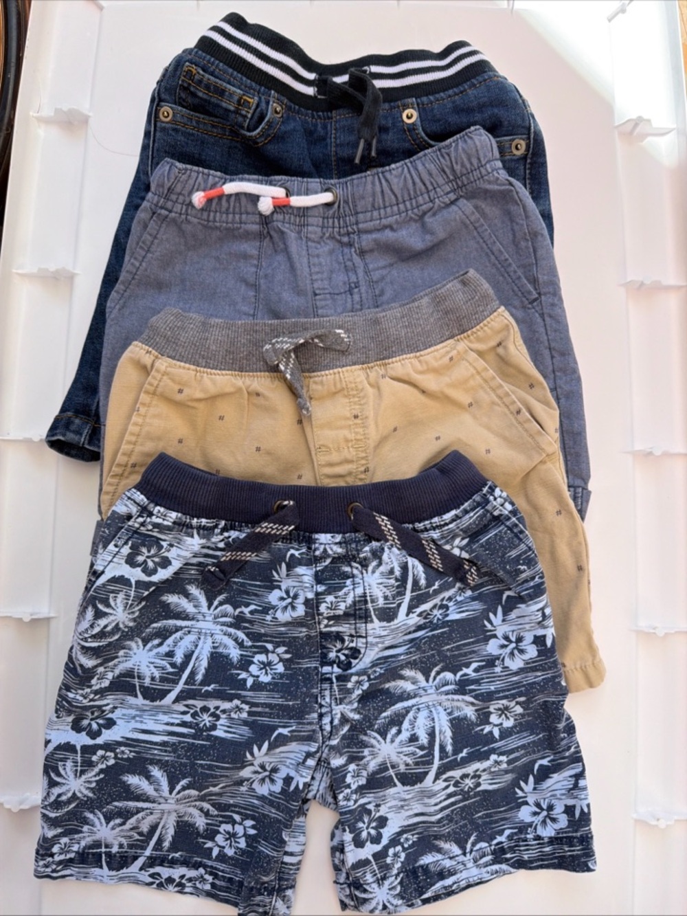 Assorted Kids Pull-On Shorts and Pants — Navy, Gray, Khaki, Denim